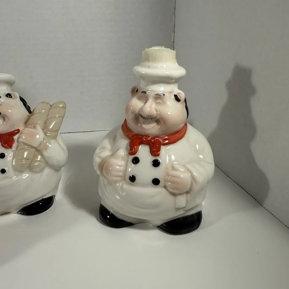Italian Fat Chef 3D Ceramic Lot of 5 Pieces | Towel,‎ Utensil, Soap, Sponge READ